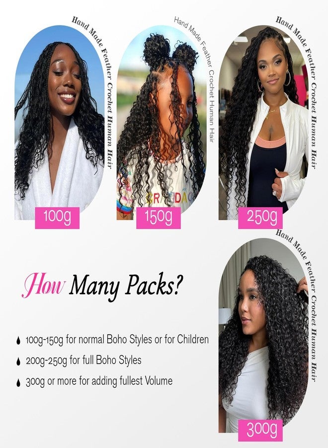 يو آر بيوتي شعر بشري طبيعي 100% من Urbeauty Feather Crochet للنساء ذوات البشرة السمراء، 100 خصلة مموجة بعمق لضفائر البوهو، حلقات مسبقة، بدون عقد وغير مرئية، شعر بشري طبيعي 100%، ناعم، خفيف الوزن وقابل لإعادة الاستخدام، مناسب للمبتدئين - Image 4