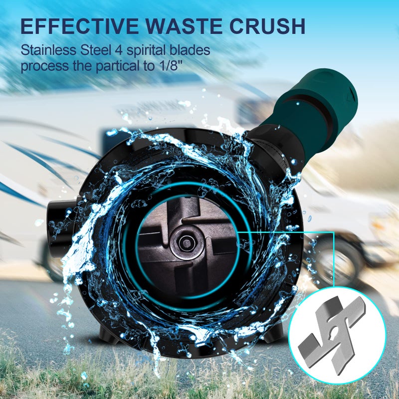 Ristow RV Macerator Pump 12V, 12GPM RV Waste Water Pump Self-Priming Sewer Pump with Garden Hose Discharge Port, Quick Release Sewage Pump with 10FT Tubing - Image 4