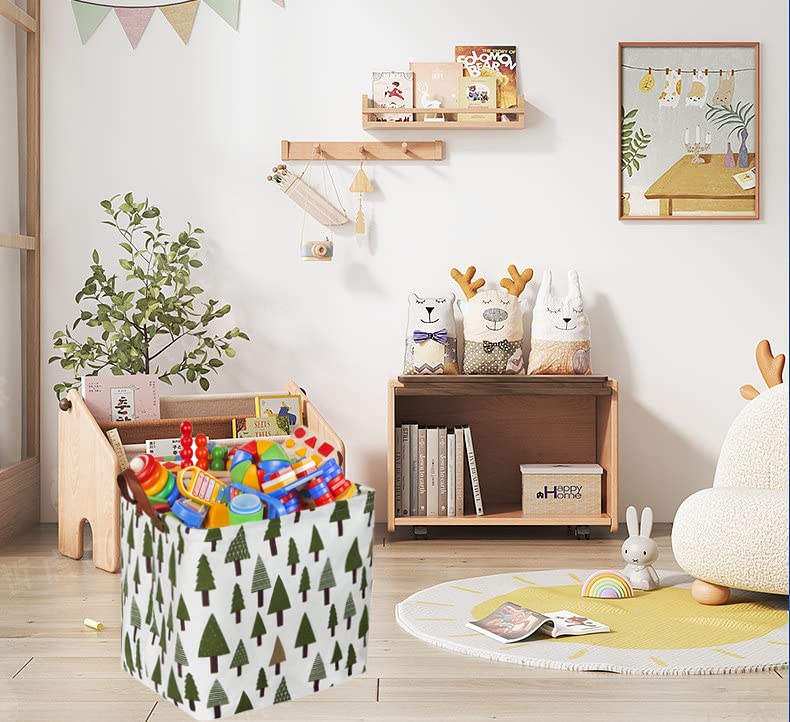 Sanjiaofen Square Woodland Storage bin, Nursery Basket,Collapsible Green Storage Box with Handles for Nursery Storage. (Square Tree) - Image 4