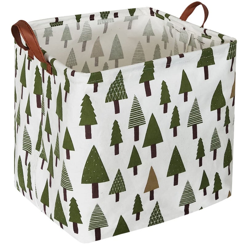 Sanjiaofen Square Woodland Storage bin, Nursery Basket,Collapsible Green Storage Box with Handles for Nursery Storage. (Square Tree) - Image 1