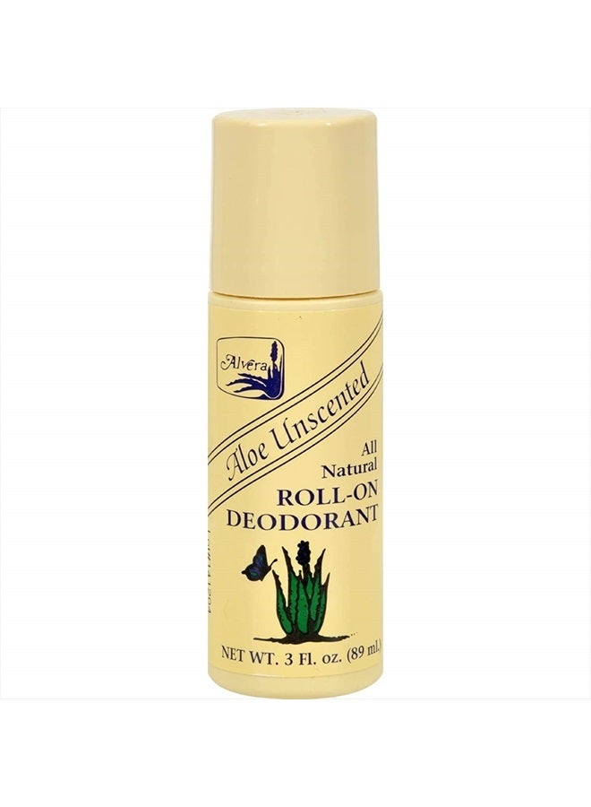 ALVERA All Natural Roll-On Deodorant Aloe Unscented - 3 fl oz (6-pack) - Image 1