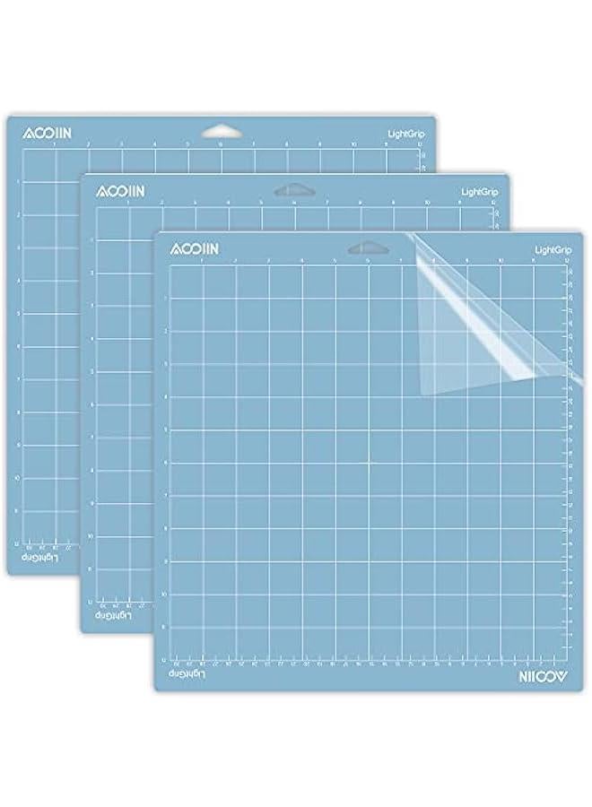 Cutting Mat for Cricut Explore One/Air/Air 2/Maker 3 Packs Cut Mats Replacement Accessories for Cricut (Blue for Cricut, Light Grip) - Image 1