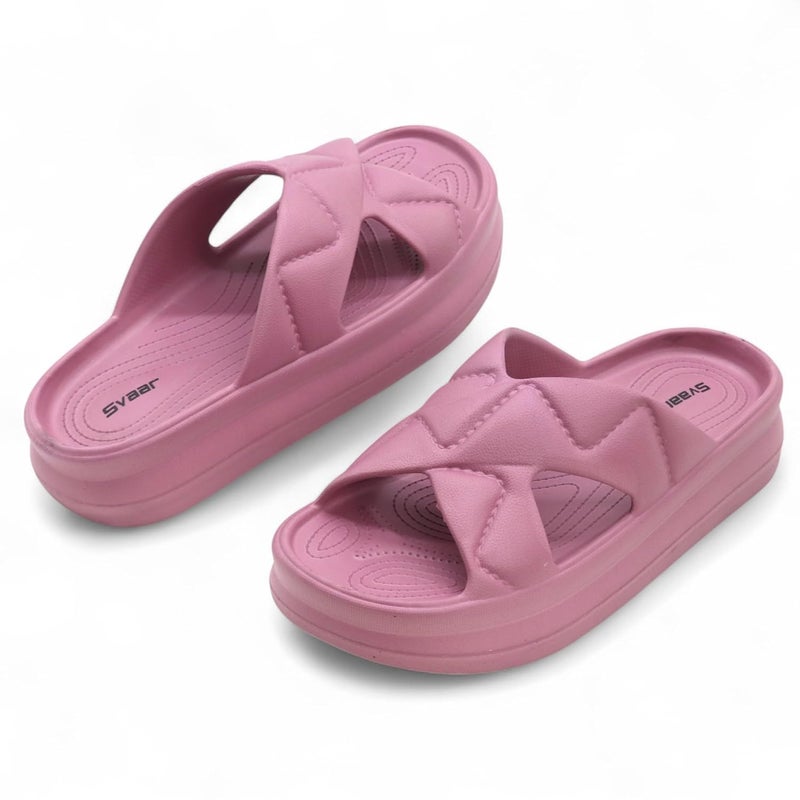 SVAAR صندل سفاار النسائي الناعم ذو المنصة | صنادل خفيفة الوزن سهلة الارتداء | نعال للنساء والفتيات | أحزمة مريحة مبطنة بتصميم متقاطع | ارتداء طوال اليوم مع دعم كعب ناعم - Image 5