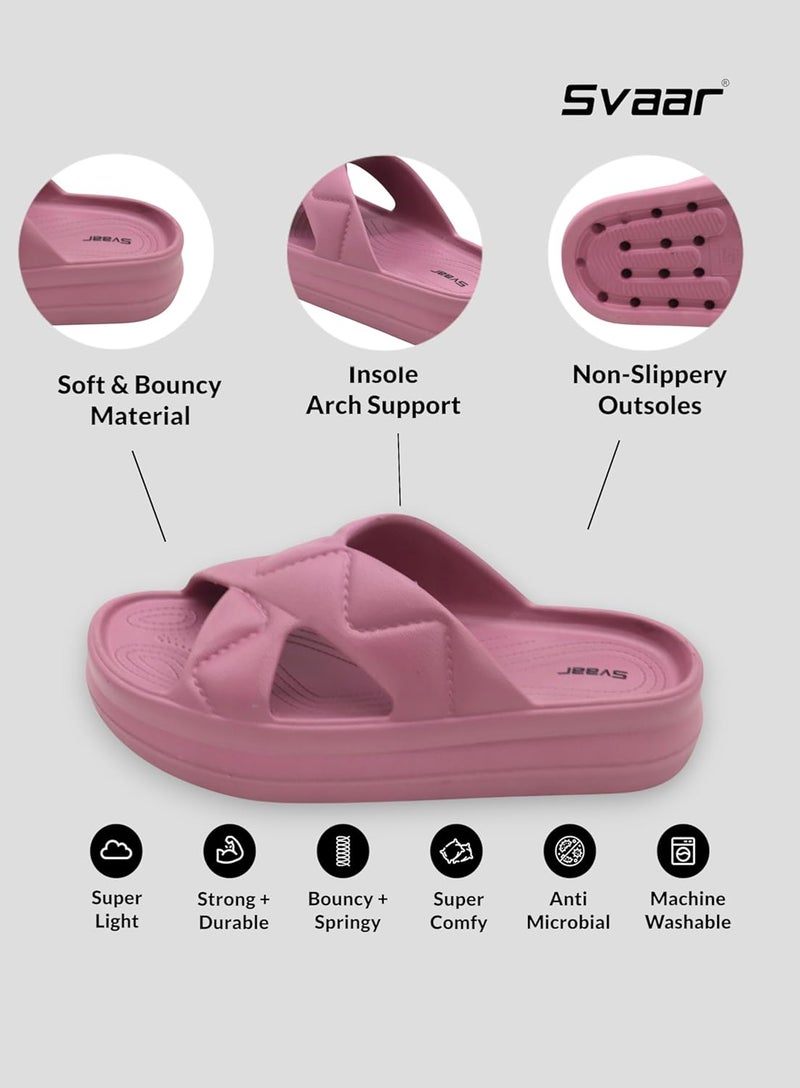 SVAAR صندل سفاار النسائي الناعم ذو المنصة | صنادل خفيفة الوزن سهلة الارتداء | نعال للنساء والفتيات | أحزمة مريحة مبطنة بتصميم متقاطع | ارتداء طوال اليوم مع دعم كعب ناعم - Image 3