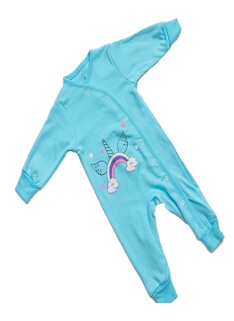 New Born Baby Jumpsuit with All Over Unicorn Print INTERLOCK 2pcs
