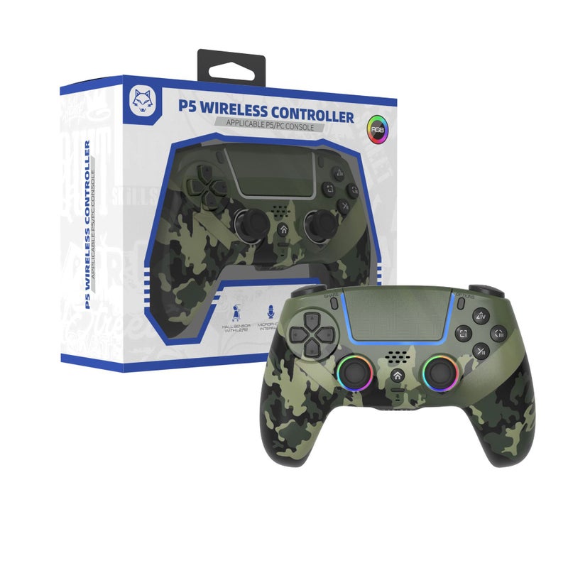 يد تحكم لاسلكية بلوتوث لجهاز PS5 مع مؤثرات هول وإضاءة RGB لـ PS5/PC