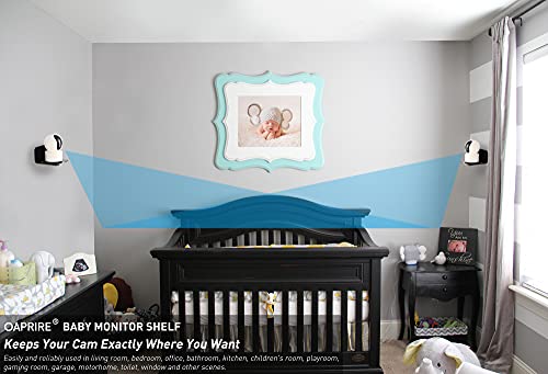 OAPRIRE Acrylic Floating Wall Shelves Set of 3, Drill Free with10 Piece Strong Tapes - Universal Small Adhesive Shelf for Security Cameras, Baby Monitors with Cable Clips (Black) - Image 2