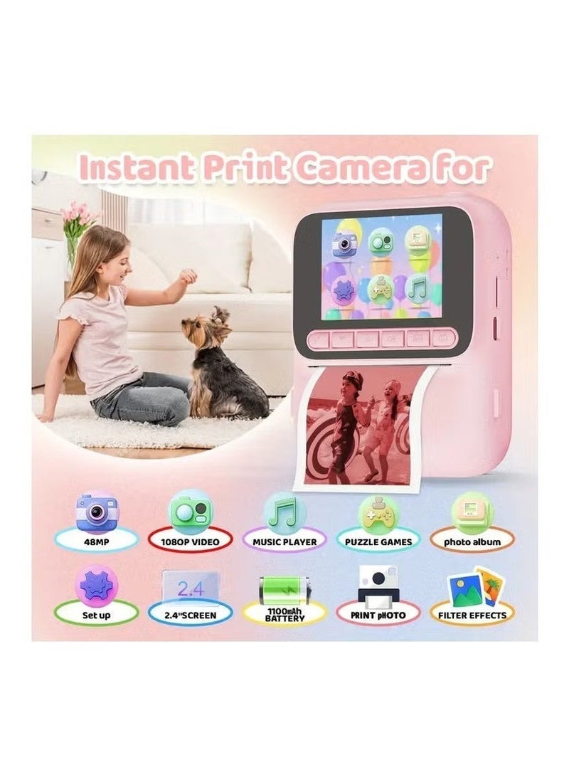 BlueFire Kids Instant Print Camera 4800W HD with 2.4” IPS Screen | 1080p Video Recorder | Ink-Free Thermal Printing | MP3 Player & Games | 3H Battery | 128GB Expandable | Fun Creative Gift for Boys & Girls - Image 4