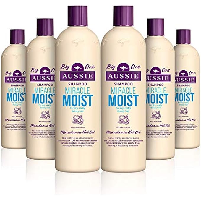 Aussie MIRACLE MOIST SHAMPOO 6 X 500 ML- PACK OF 6 WITH MACADAMIA NUT OIL - Image 1