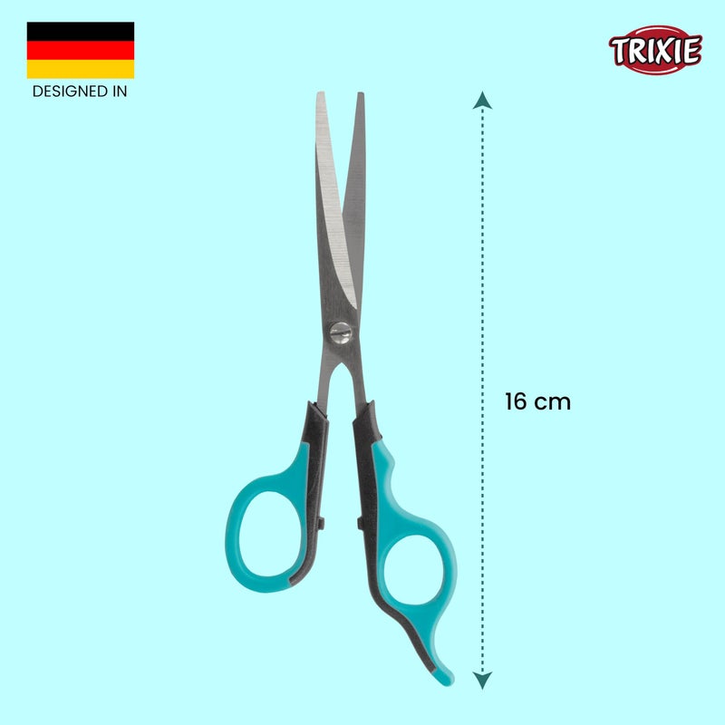 Trixie Straight Scissors, Trimming Scissors for Dogs and Cats, Made with Stainless Steel, and Non-Slip Rubber Handle for Easy Grip, Round-Tip Design Makes It Safe to Use Around face Area - 18cm - Image 4