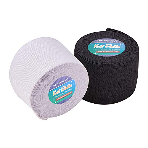 BENECREAT 10 Yards 2.36-Inch Wide Elastic Band Heavy Stretch High Elasticity Knit Elastic ribbons for Sewing (5 Yards/Roll, White & Black) - Image 2