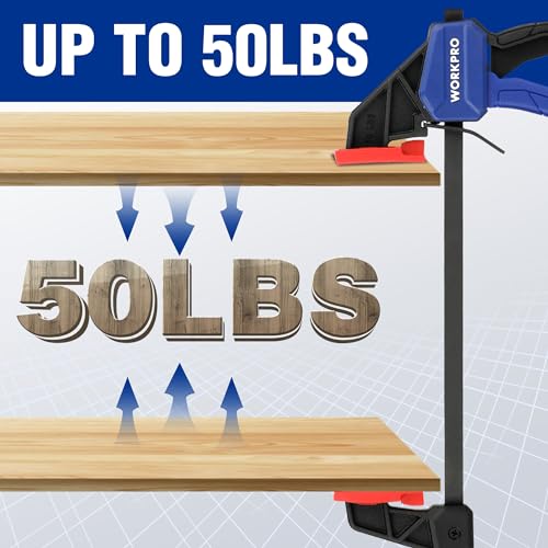 WORKPRO 6" Mini Bar Clamps for Woodworking, One-Handed Clamp/Spreader, Wood Clamps Set, Screw Change F Clamps with 50LBS Load Limit, 4 Pack - Image 4