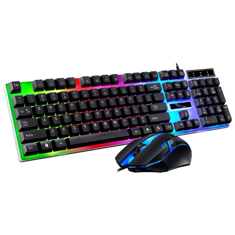 Chuang Guangbao G21B wired keyboard and mouse set usb luminous mechanical feel keyboard and mouse set notebook desktop Panther G21B Black 