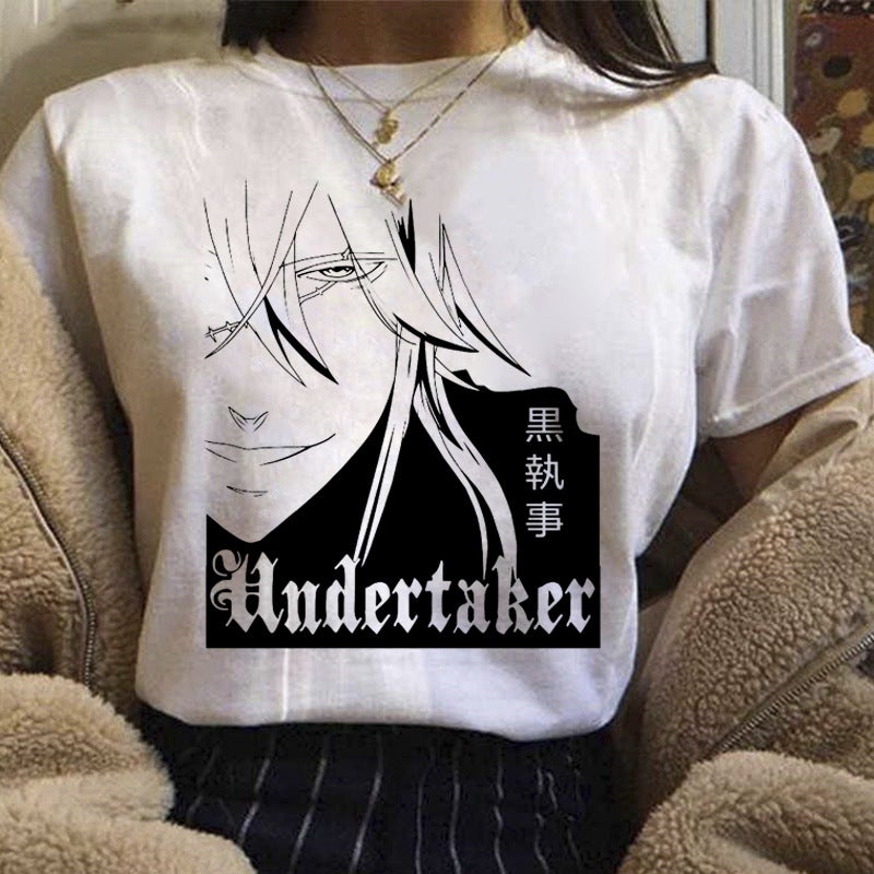 Black butler black deacon printed t-shirt short sleeve women's wish/ Yama - Image 1