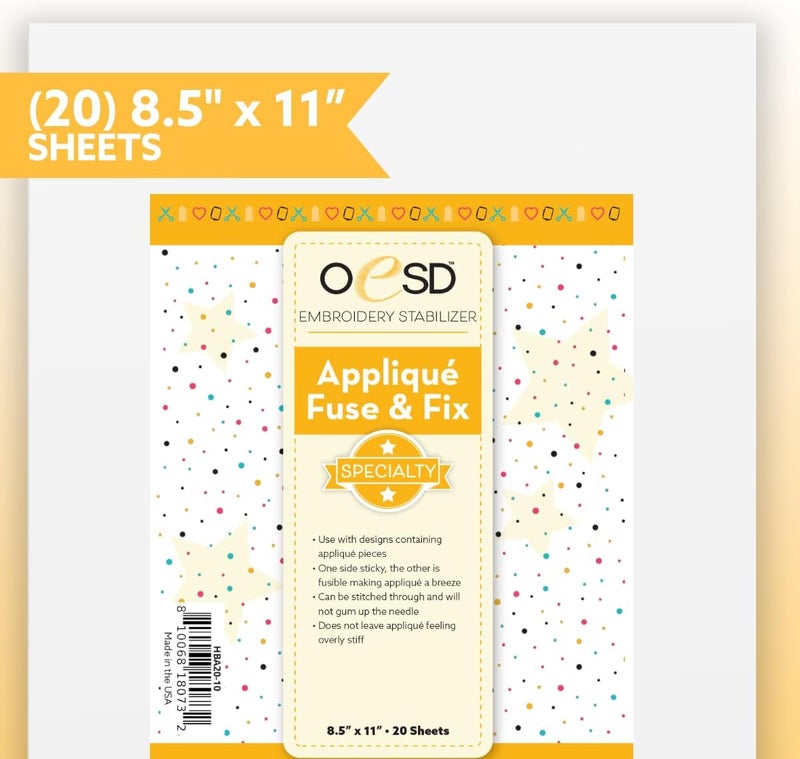 OESD Applique Fuse and Fix Backing 85 x 11  20 Sheets - Image 2