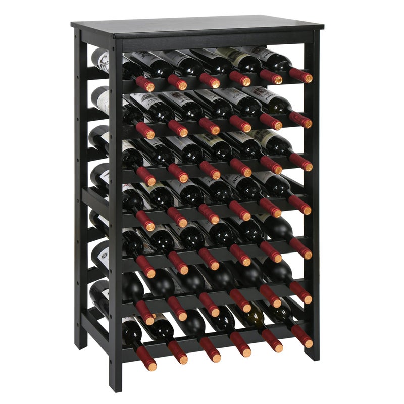 VASMIA 42 Bottles Bamboo Wine Rack,7-Tier Wine Rack Freestanding Floor with Table Top, Wine Storage Shelf for Kitchen Dining Room Bar,Black - Image 1