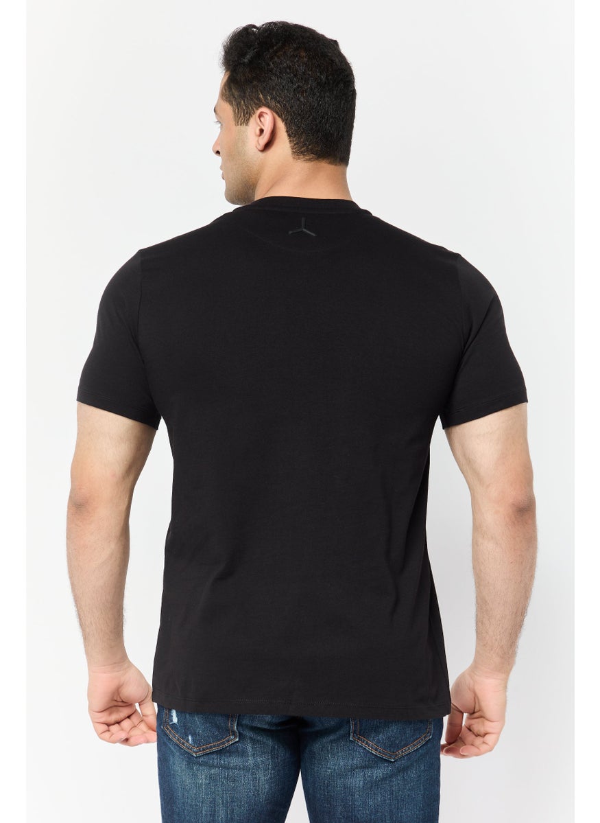 LAMBORGHINI - Men Crew Neck Short Sleeves Brand Logo T-Shirts, Black - Image 1