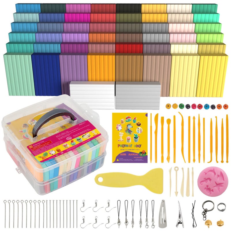 Aestd-ST Polymer Clay 50 Colors, Modeling Clay for Kids DIY Starter Kits, Oven Baked Model Clay, Non-Sticky Molding Clay with Sculpting Tools, Gift for Children and Artists (50 Colors) - Image 1
