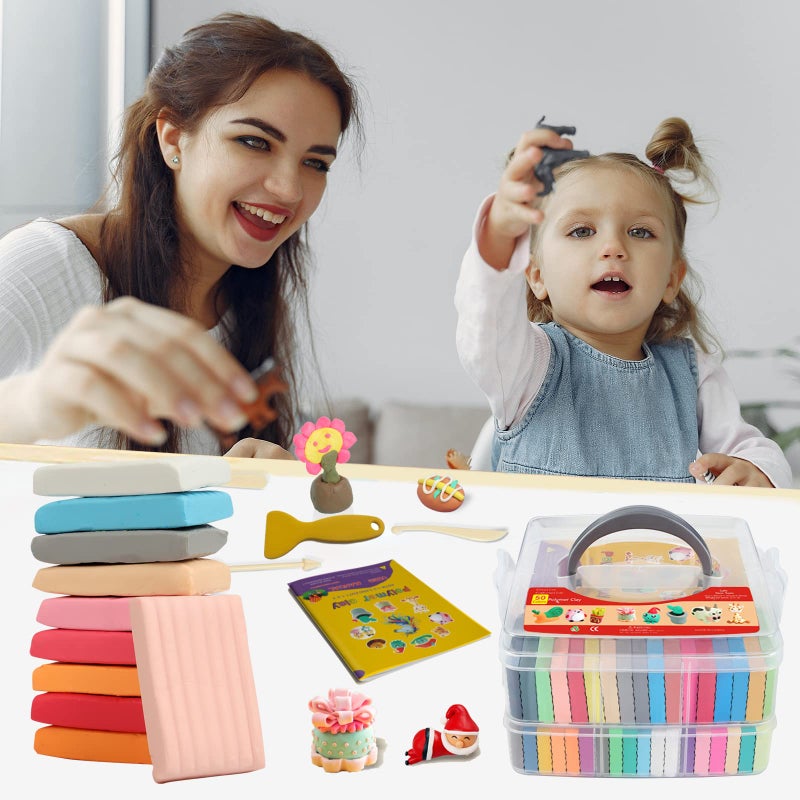 Aestd-ST Polymer Clay 50 Colors, Modeling Clay for Kids DIY Starter Kits, Oven Baked Model Clay, Non-Sticky Molding Clay with Sculpting Tools, Gift for Children and Artists (50 Colors) - Image 5