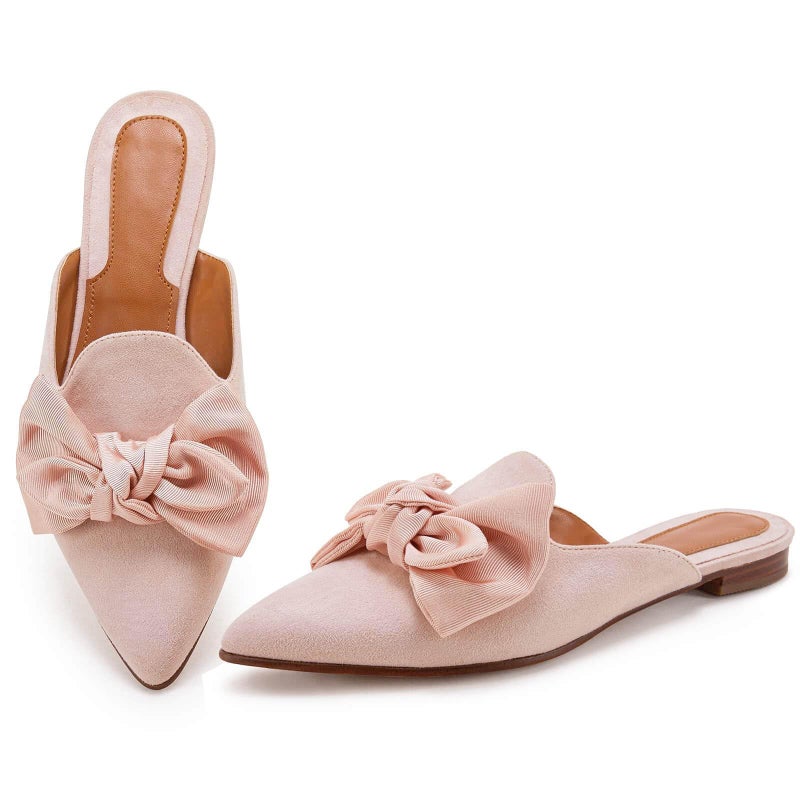 Rilista Mules for Women Slip On Comfortable Pointed Toe Womens Blackless Loafers Women's Flats for Women's Mules & Clogs Pink - Image 1