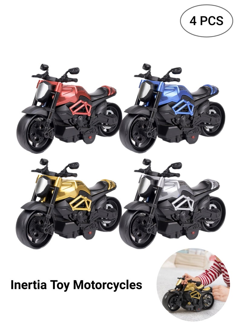 Toy Motorcycle 4 PCS Pull Back Motorcycle Toy Set, Friction Powered Racing Motorbike Toys for Boys, No Battery Push & Go Toy Vehicles, Mini Motorcycle Playset Gift for Kids Age 3+ - Image 1