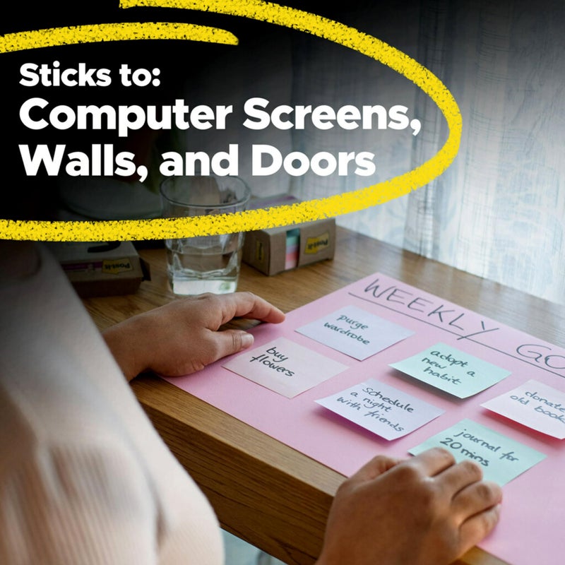 Post It Post-it 100% Recycled Paper Super Sticky Notes, 3 in. x 3 in., 12 Pads, 70 Sheets per Pad, Wanderlust Pastels, School Supplies and Office Products - Image 4