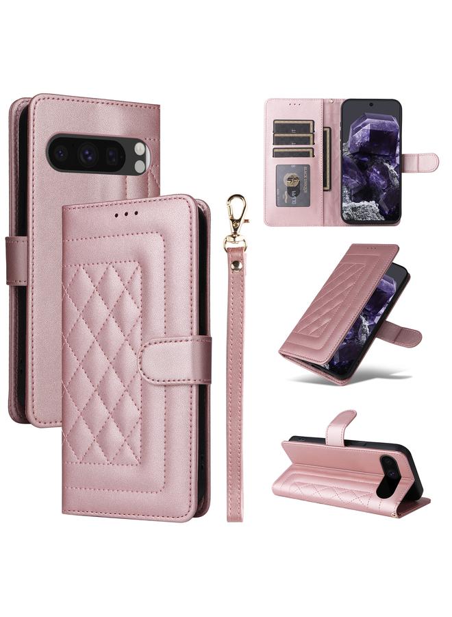 The Bros Phone Case For Google Pixel 9 Diamond Lattice Leather Flip Phone Phone Case - Image 1