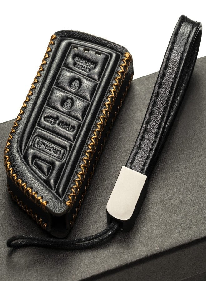 Vitodeco Genuine Leather Smart Key Fob Case with Leather Key Strap Compatible for Acura MDX, Acura RDX 2022 (5-Button, Black) - Image 5