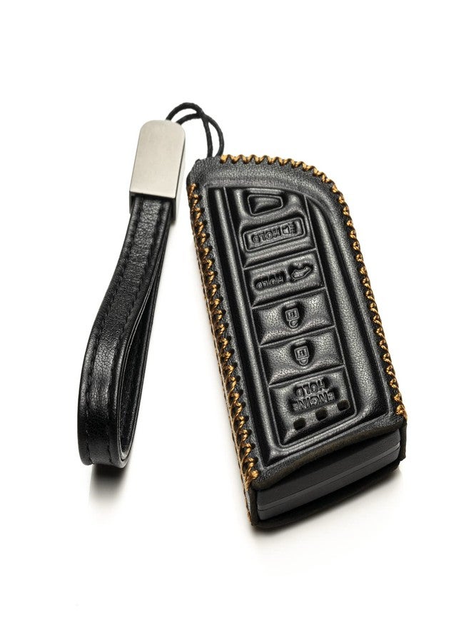 Vitodeco Genuine Leather Smart Key Fob Case with Leather Key Strap Compatible for Acura MDX, Acura RDX 2022 (5-Button, Black) - Image 2
