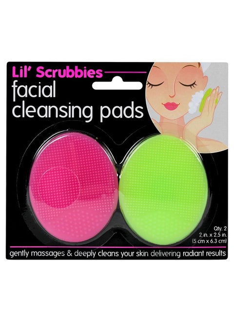 Lil' Scrubbies Facial Cleansing Brush And Deep Pore Cleanser For All Skin Types Pink/Lime 2 Count (Pack Of 1)
