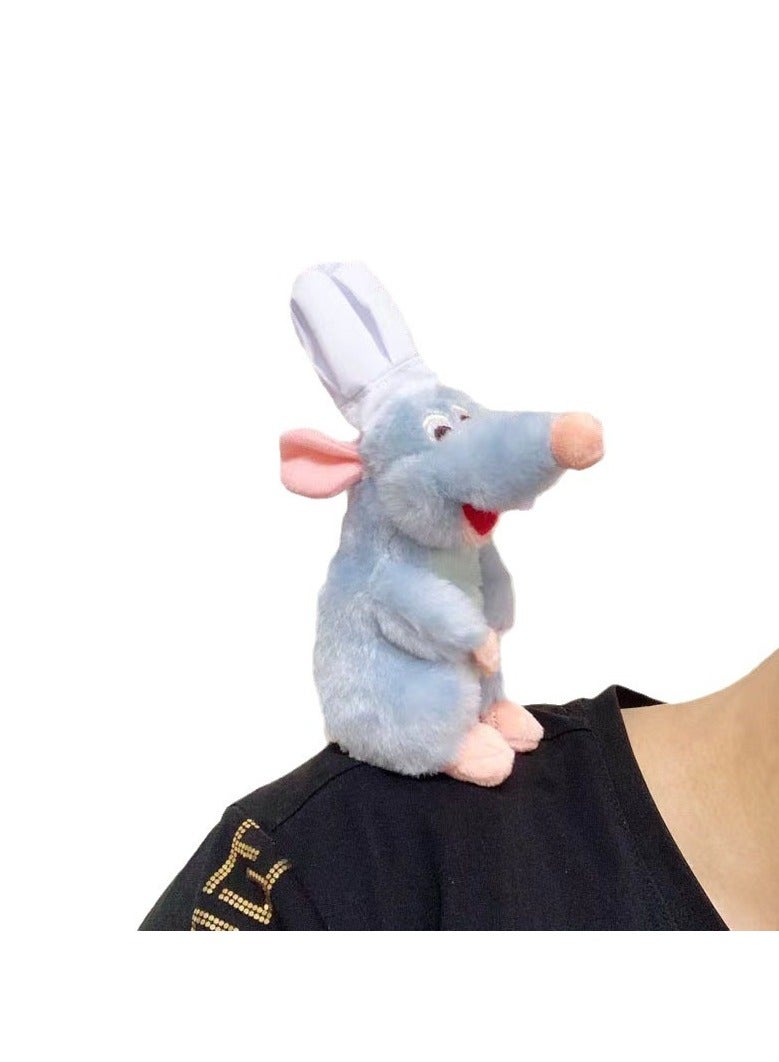 general Chef Mouse Plush Doll Sits Shoulder Standing Shoulder Cooking Mouse Cute Mouse Baby Puppet Toy Vivid and Cute 16cm - Image 2