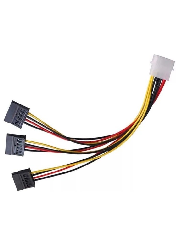 بيعتكلها 4 دبوس IDE موليكس ذكر إلى 3 × Sata المسلسل ATA 15 دبوس SATA أنثى Y الفاصل القرص الصلب سلك إمداد الطاقة تمديد كابل 22AWG - Image 1