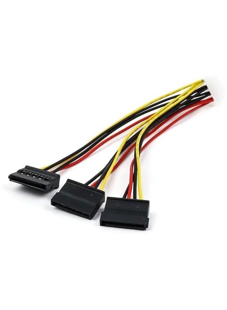 بيعتكلها 4 دبوس IDE موليكس ذكر إلى 3 × Sata المسلسل ATA 15 دبوس SATA أنثى Y الفاصل القرص الصلب سلك إمداد الطاقة تمديد كابل 22AWG - Image 3