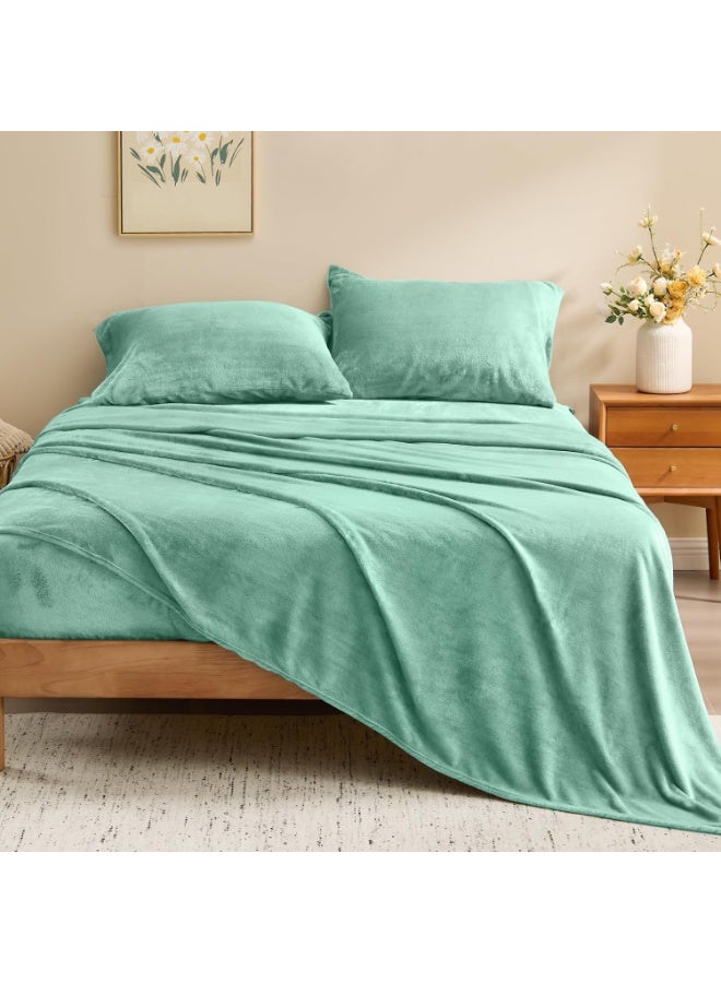 BEDELITE Flannel Sheets Queen Size - Super Soft Fleece Sheets Set Fluffy Extra Plush, 4 Piece(Include Fitted Sheet, Flat Sheet, 2 Pillowcases) - Image 5
