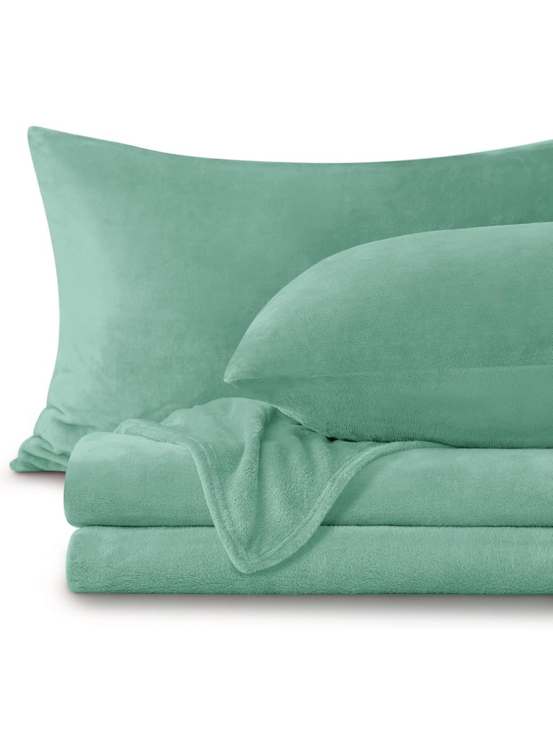 BEDELITE Flannel Sheets Queen Size - Super Soft Fleece Sheets Set Fluffy Extra Plush, 4 Piece(Include Fitted Sheet, Flat Sheet, 2 Pillowcases) - Image 1