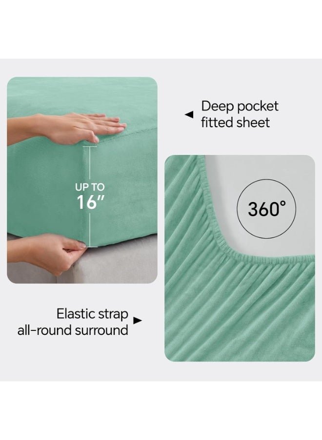 BEDELITE Flannel Sheets Queen Size - Super Soft Fleece Sheets Set Fluffy Extra Plush, 4 Piece(Include Fitted Sheet, Flat Sheet, 2 Pillowcases) - Image 3