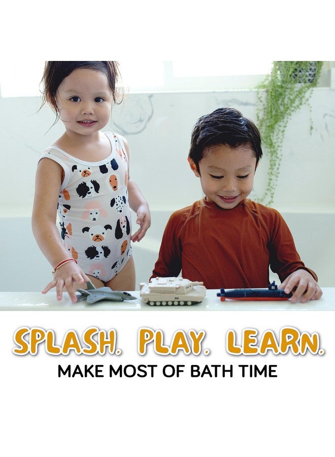 SplashEZ SplashEZ Bath Toys for Kids Ages 4-8, Kids Bath Toys for Boys, Mold Free No Hole Sealed, Soft Durable Army Play Set Submarine Tank Airplane Jet, No Mold for Water Tub & Pool, Ages 0-1-3-4-5-6-8 - Image 5