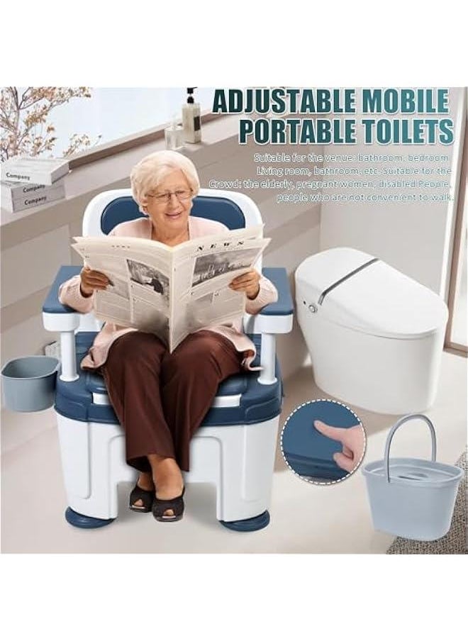 Adjustable Bedside Commode Chair for Seniors and Disabilities - Portable Toilet Seat with Handles and Sturdy Legs, Supports up to 882lb, Easy-to-Use Potty Chair for Adults with Mobility Issues.