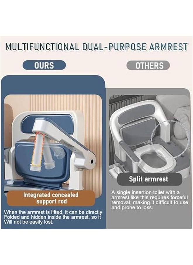 Adjustable Bedside Commode Chair for Seniors and Disabilities - Portable Toilet Seat with Handles and Sturdy Legs, Supports up to 882lb, Easy-to-Use Potty Chair for Adults with Mobility Issues.