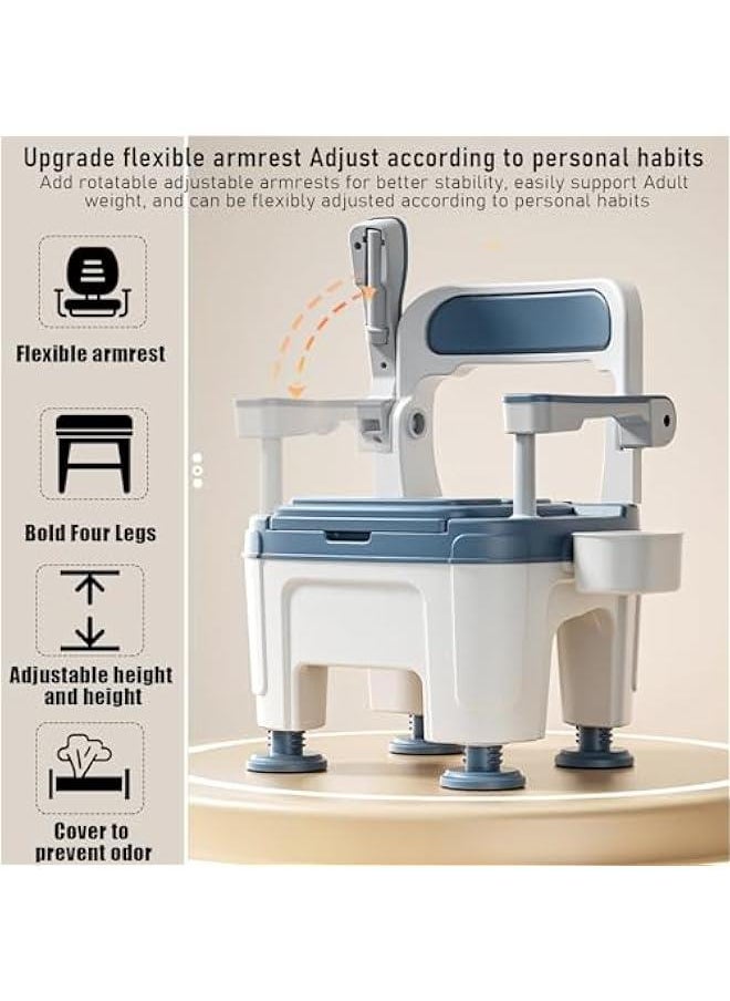 Adjustable Bedside Commode Chair for Seniors and Disabilities - Portable Toilet Seat with Handles and Sturdy Legs, Supports up to 882lb, Easy-to-Use Potty Chair for Adults with Mobility Issues.
