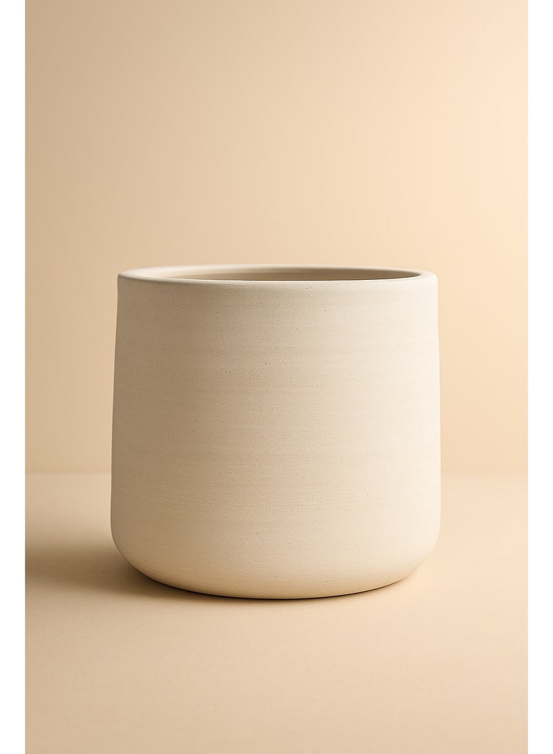 Decorative Cylindrical White Planter – Modern Minimal Design - Image 3