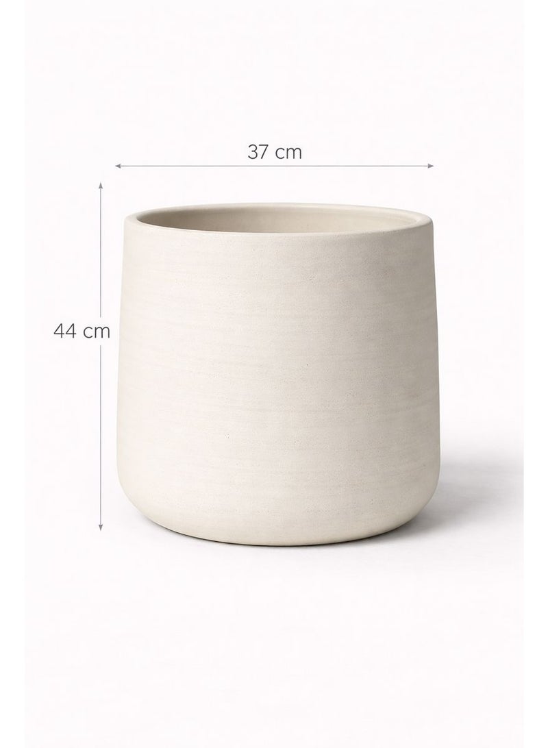 Decorative Cylindrical White Planter – Modern Minimal Design - Image 1