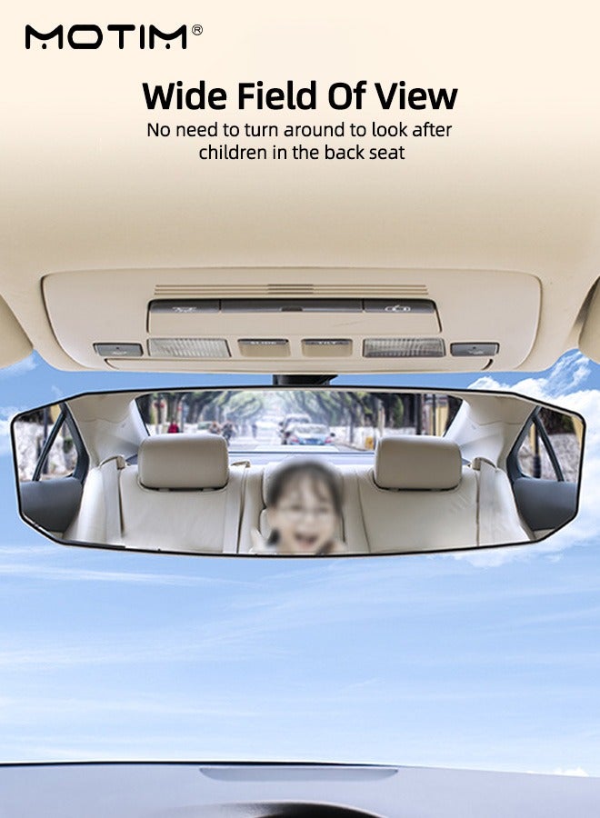 Motim 11.81 Inch Panoramic Convex Rear view Mirror, Wide Angle Interior Clip-on Mirror to Reduce Blind Spot Effectively for Car SUV Trucks - Image 2
