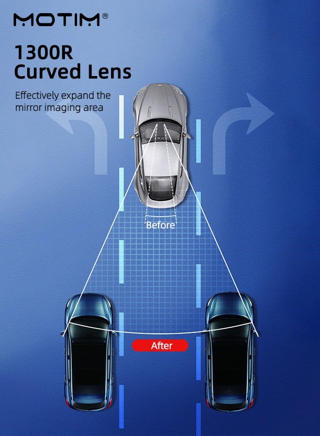 Motim 11.81 Inch Panoramic Convex Rear view Mirror, Wide Angle Interior Clip-on Mirror to Reduce Blind Spot Effectively for Car SUV Trucks - Image 3
