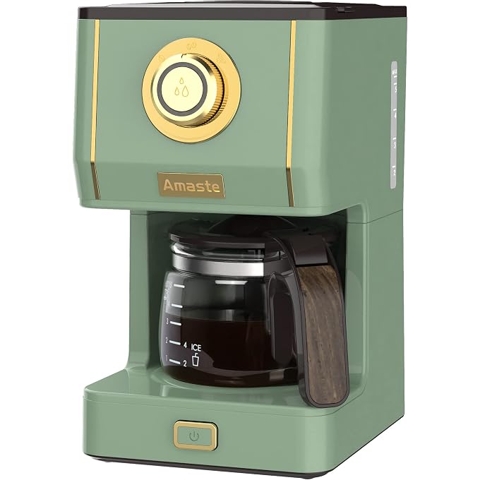 Amaste Drip Coffee Maker, Coffee Machine with 25 Oz Glass Coffee Pot, Retro Style Coffee Maker with Reusable Filter & Three Brewing Modes, Warming Plate, Matcha Green - Image 1
