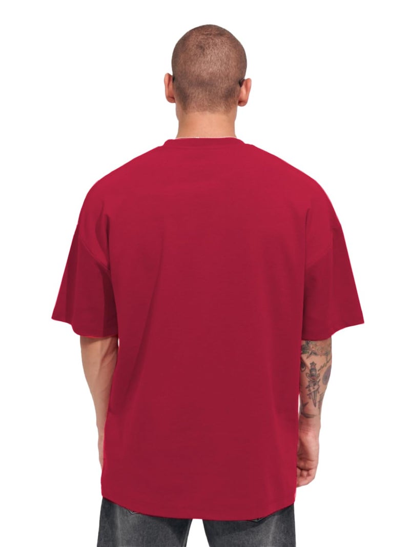 LEOTUDE Men's Oversized Half Sleeve Round Neck T-Shirt (PO3_FS49_Plain_Combo_P_Multicolor13_XXL) - Image 3