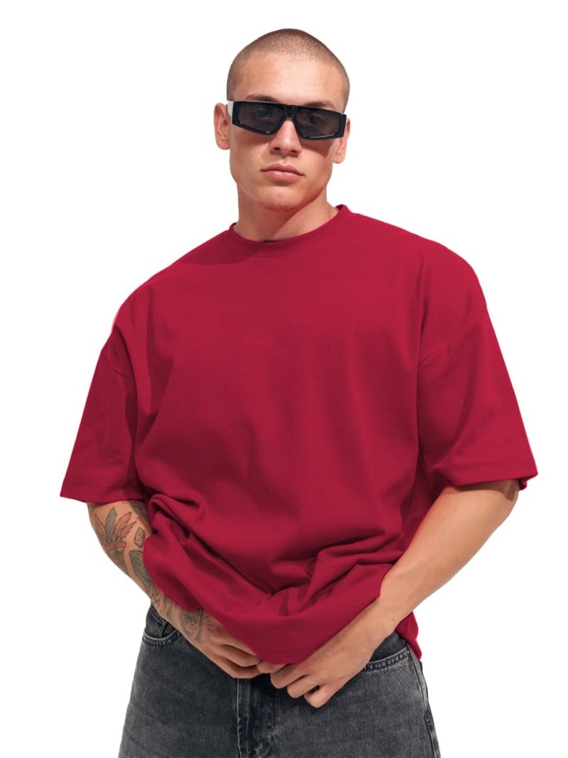 LEOTUDE Men's Oversized Half Sleeve Round Neck T-Shirt (PO3_FS49_Plain_Combo_P_Multicolor13_XXL) - Image 2