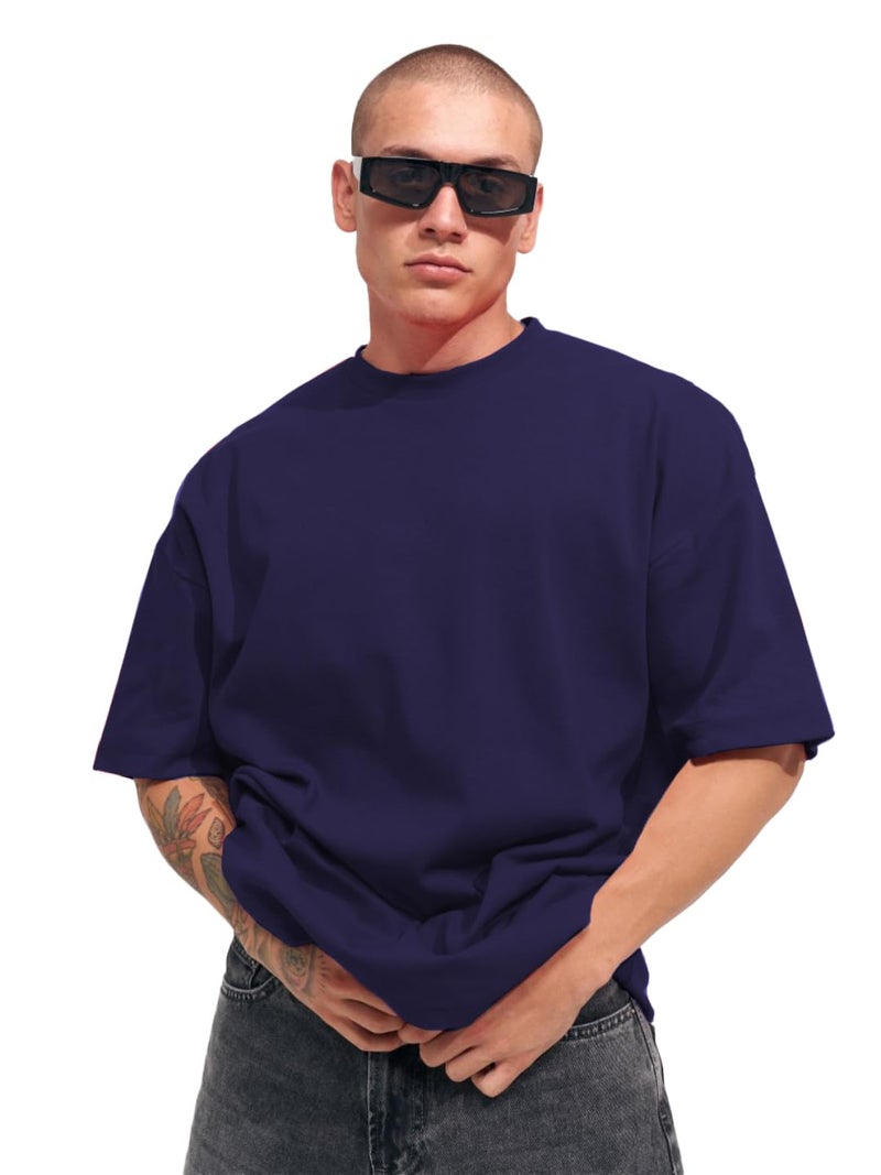 LEOTUDE Men's Oversized Half Sleeve Round Neck T-Shirt (PO3_FS49_Plain_Combo_P_Multicolor13_XXL) - Image 4