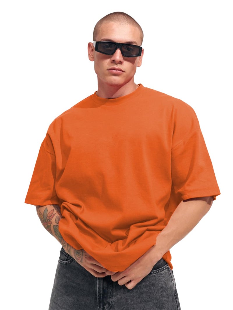 LEOTUDE Men's Oversized Half Sleeve Round Neck T-Shirt (PO3_FS49_Plain_Combo_P_Multicolor13_XXL) - Image 5