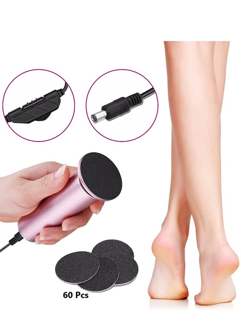 General Electric Foot Callus Remover (Adjustable Speed) with 60pcs Replacement Sandpaper Discs, Powerful Pedicure Electronic Foot File for Women Men Dead Dry Hard Skin Calluses, Pink  - Image 1